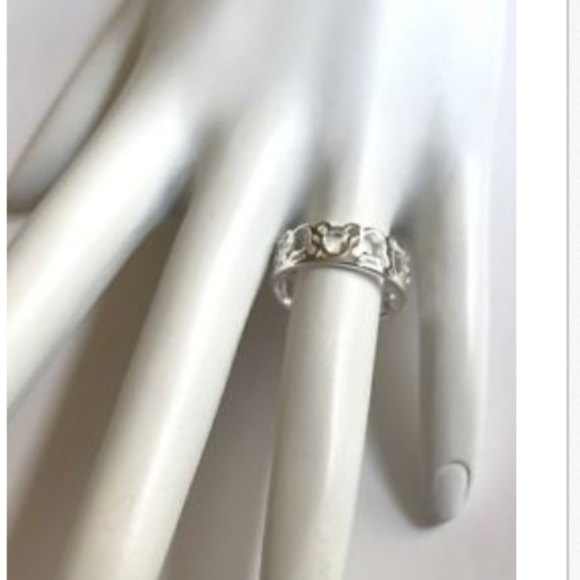Silver Mickey Mouse Ring Size 7 9  Disney Eternity Ears Disneyana Plated Icon - Picture 3 of 9